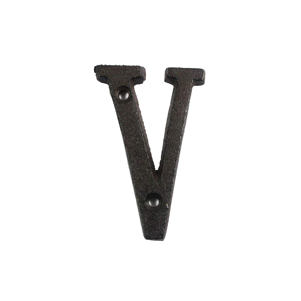 V Металлические буквы цифры чугунные украшения знак на дом Doorplate DIY кафе стены TB - Цвет: V