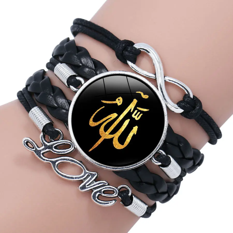 Новинка 2019 Арабский исламский кожаный браслет с надписью Muhammad God Allah