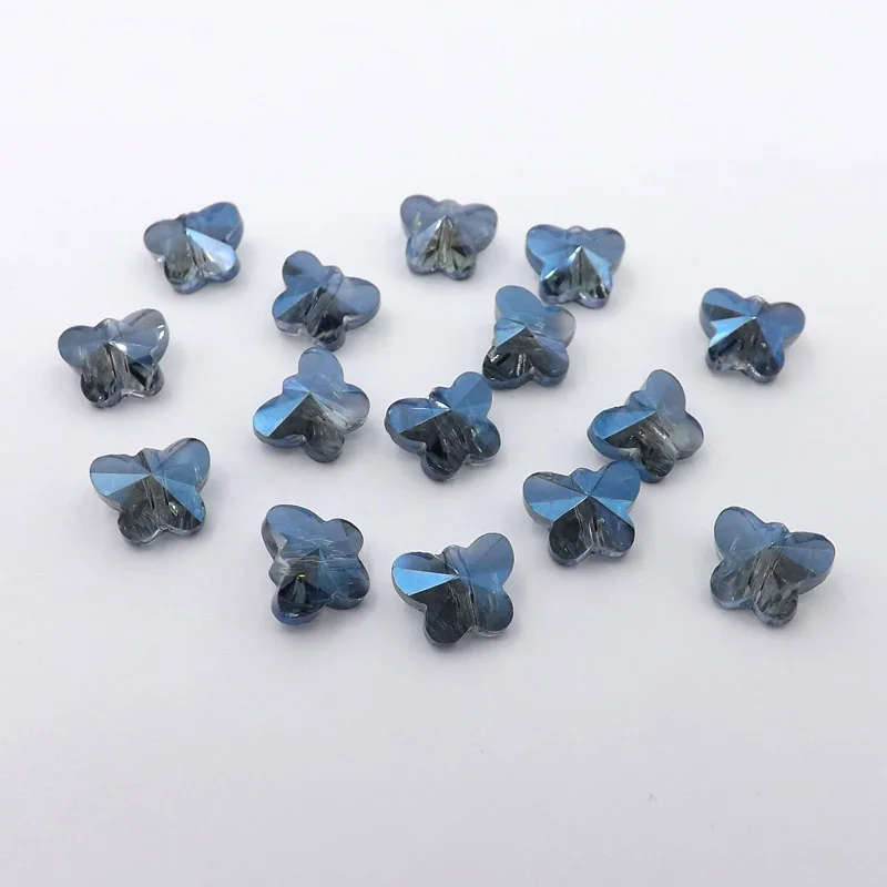 QHGZ63 QIAOHE 50 шт стеклянные хрустальные бусины в форме бабочек, свободные бусины 10x8 мм для изготовления ювелирных изделий - Цвет: QHGZ63