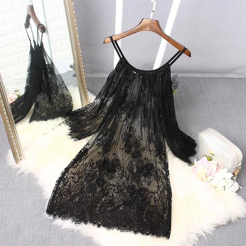 Women Summer Sexy Lace Beach Dress Casual Party Holiday Bohemian Boho Sleeveless Spaghetti Strap Hollow Out Vestidos 220 | Женская