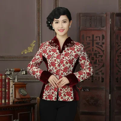 

Chinese Traditional Velvet Coat Women's Thin Jacket