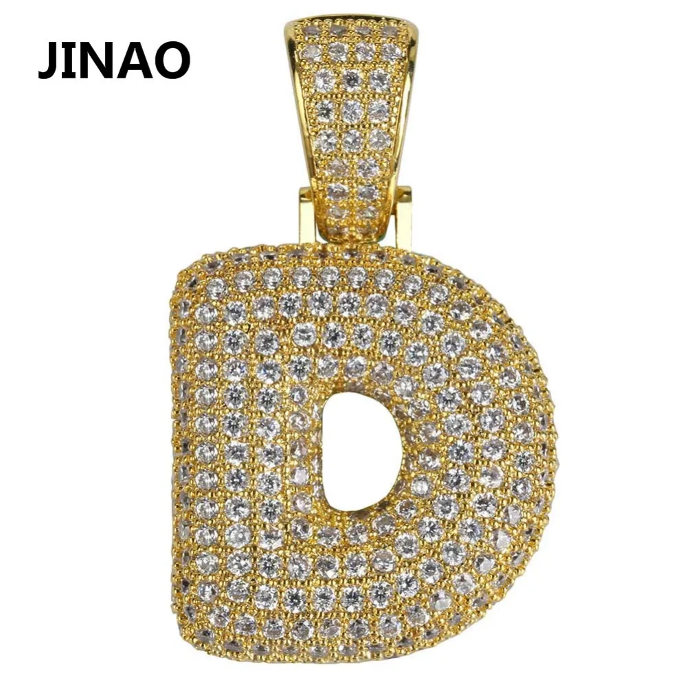 JINAO хип-хоп Iced Out пользовательские Пузырьковые буквы кулон ожерелье микро Pave AAA+ Циркон с веревкой Чиан и теннисная цепь DIY ювелирные изделия