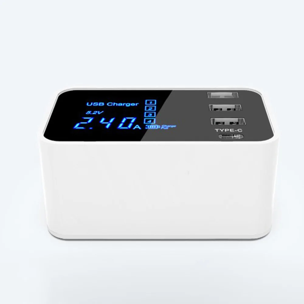 4 порта 4A 20 Вт ЖК-дисплей usb type-C зарядная станция зарядное устройство концентратор адаптер питания для мобильного телефона планшета