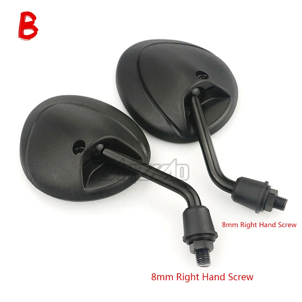 8MM Right Hand Алюминий мотоцикл сбоку зеркала Овальный заднего вида выпуклая черный зеркало универсальный для Honda Kawasaki Yamaha Ducati Aprilia - Цвет: 8MM Right Hand