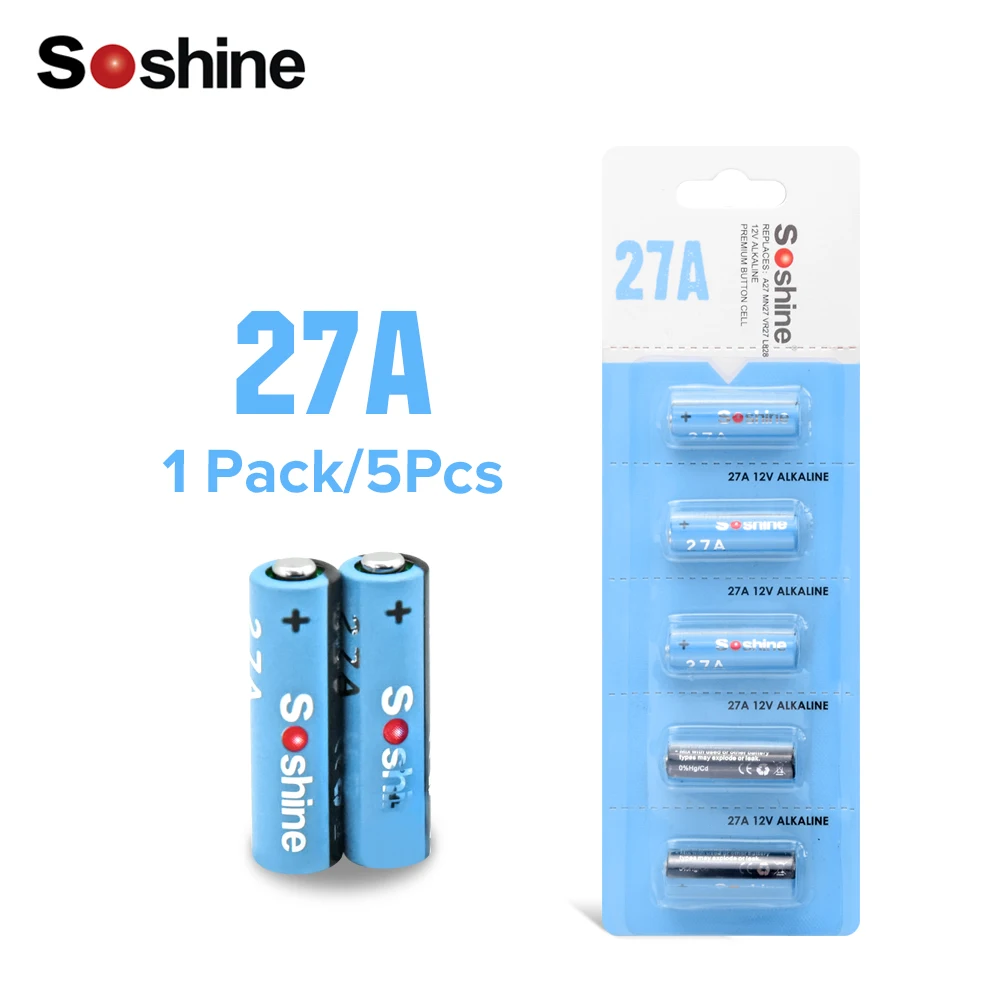 Soshine 12V 27A MN27 L828 щелочной Батарея E27 CA22 для Будильник-калькулятор пульт дистанционного управления Батарея RC часть 5 шт