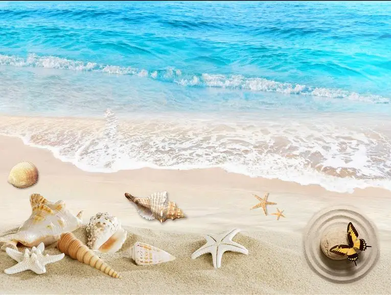 Романтические 3d напольные обои пляжные раковины 3d-room-обои виниловые плитки