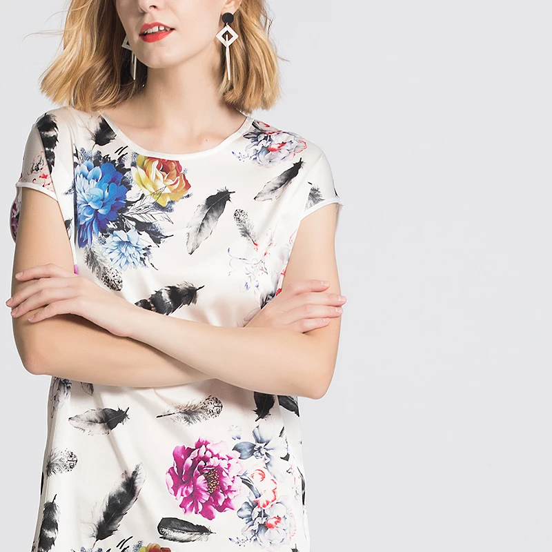 Шелк тутового шелкопряда женские платья с принтом чистый шелк Cheongsam свободное платье