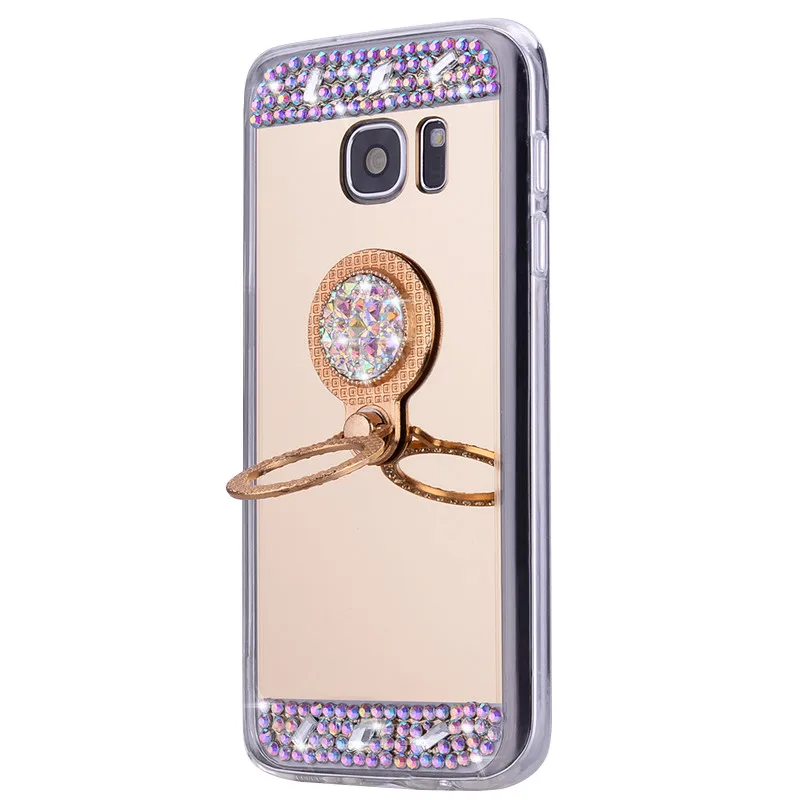 Кристальное кольцо зеркальный чехол для Samsung galaxy A50 A30 A10 M20 M10 блестящий s5 s6 s7 edge s8 s9