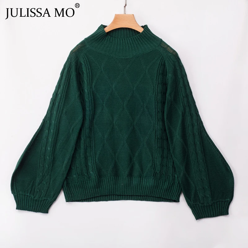 Julissa mo, вязаный свитер с рукавом-фонариком, для женщин, Осень-зима, водолазка, свободные пуловеры, повседневные, уличные свитера, женские топы