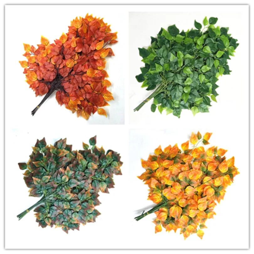 

12pcs Fake Birch Leaf Stems Artificial Greenery Plant Birch Tree Branch for Greenery Wall Decoration