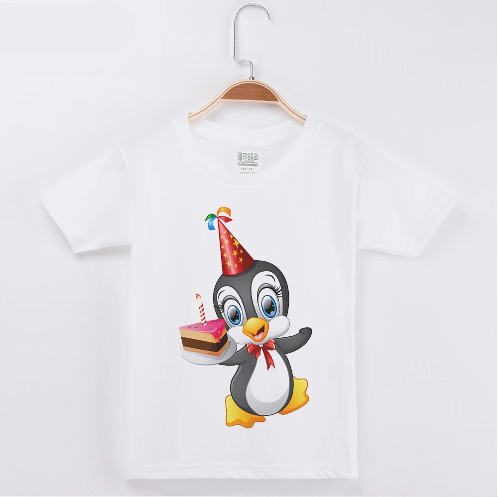 

2019 Boys T-Shirt Penguin Printed 100% Cotton Short Sleeve Casual Children Tee Shirts Hipster Funny Tops Kids T Shirt For Girl