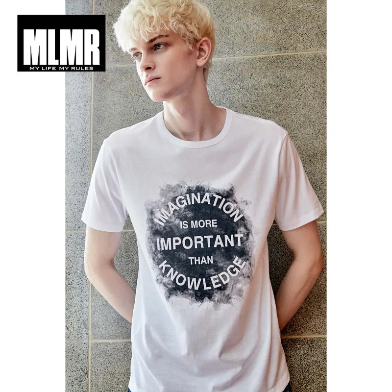 MLMR Мужская футболка с буквенным принтом Футболка с круглым вырезом Топ Мужская футболка JackJones бренд Мужская одежда 219101530