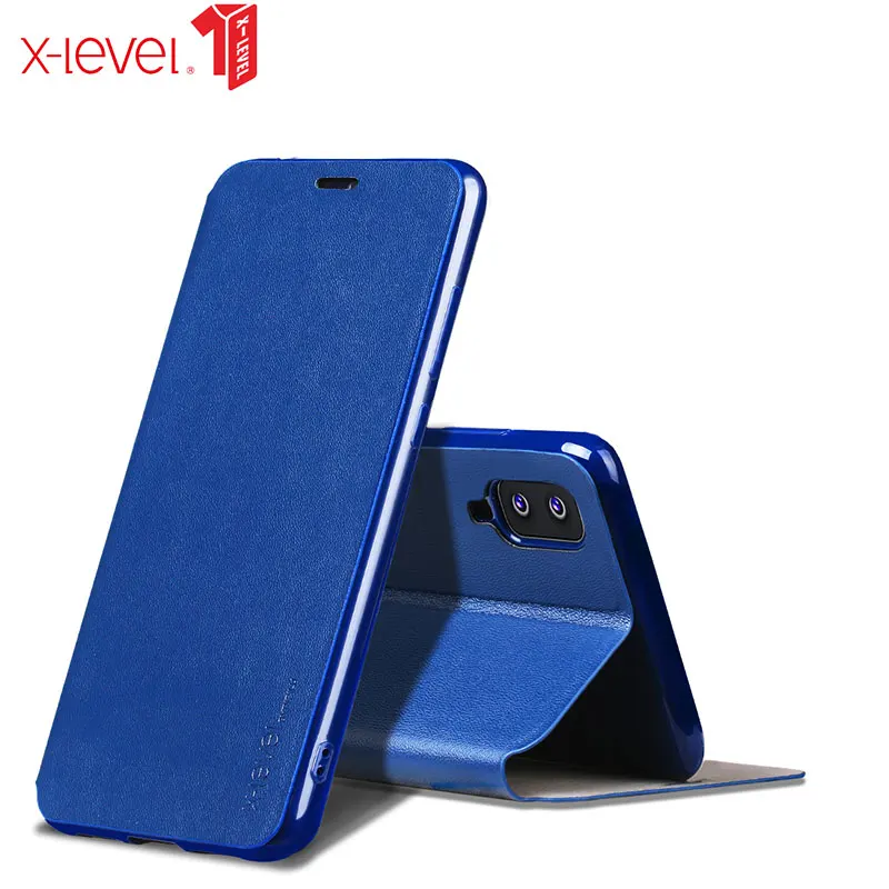 Роскошный чехол X-Level из искусственной кожи для Samsung Galaxy A8 Star/A9 Star откидной