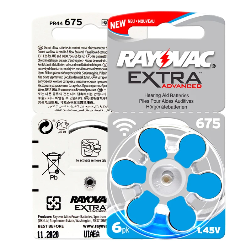 30 шт. батарейки для слуховых аппаратов Rayovac Air 675A 675 A675 PR44|Уход за ушами| |