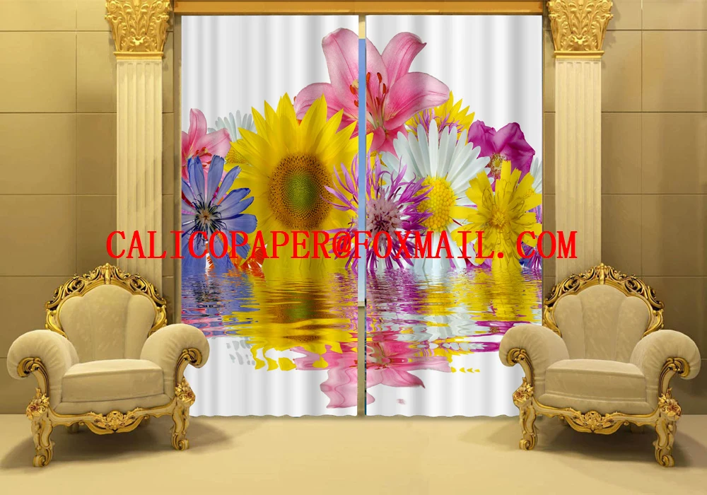 Водные растения и отражение 3 d занавески готовая Текстура продукта трехмерная