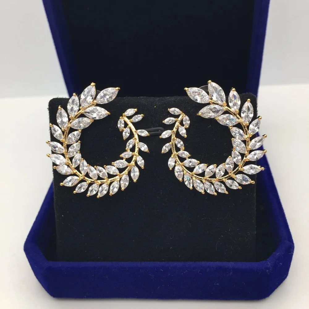 Серьги гвоздики женские с фианитом желтое золото|fashion stud earrings|stud earringsstud earrings for women