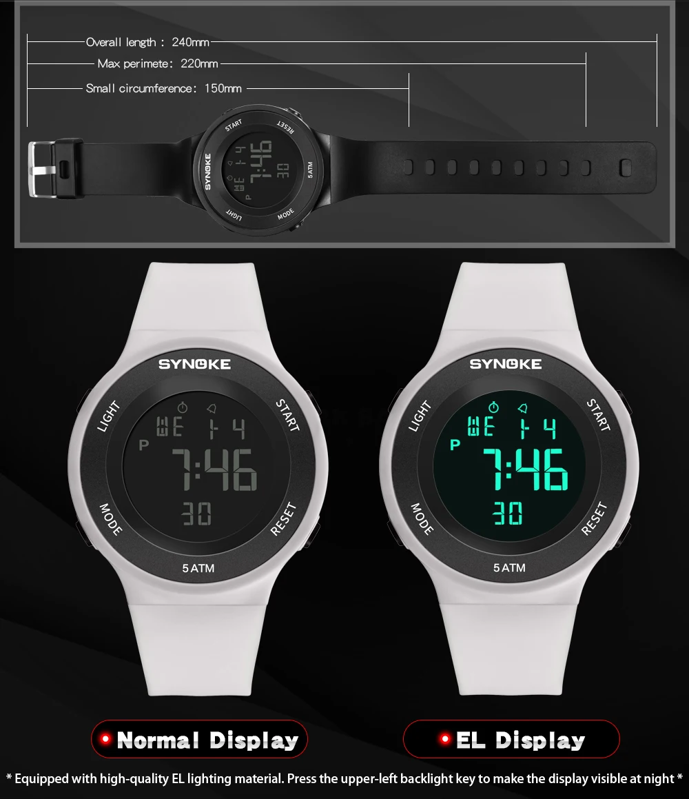 SYNOKE Waterproof Men Sports Watches Top Luxury Brand Fashion Military Digital Watch LED Black Fashion Electronic Clock Men