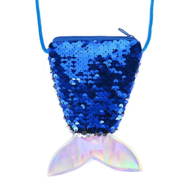 Blue Детский Цветной кошелек с хвостом русалки, мини-кошелек на молнии для девочек, Сумка с блестками, милая детская сумка на плечо с русалочкой - Цвет: Blue