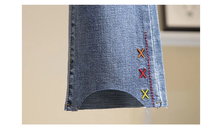 2019 Плюс Размер повседневные расклешенные джинсы Весенняя женская одежда модная