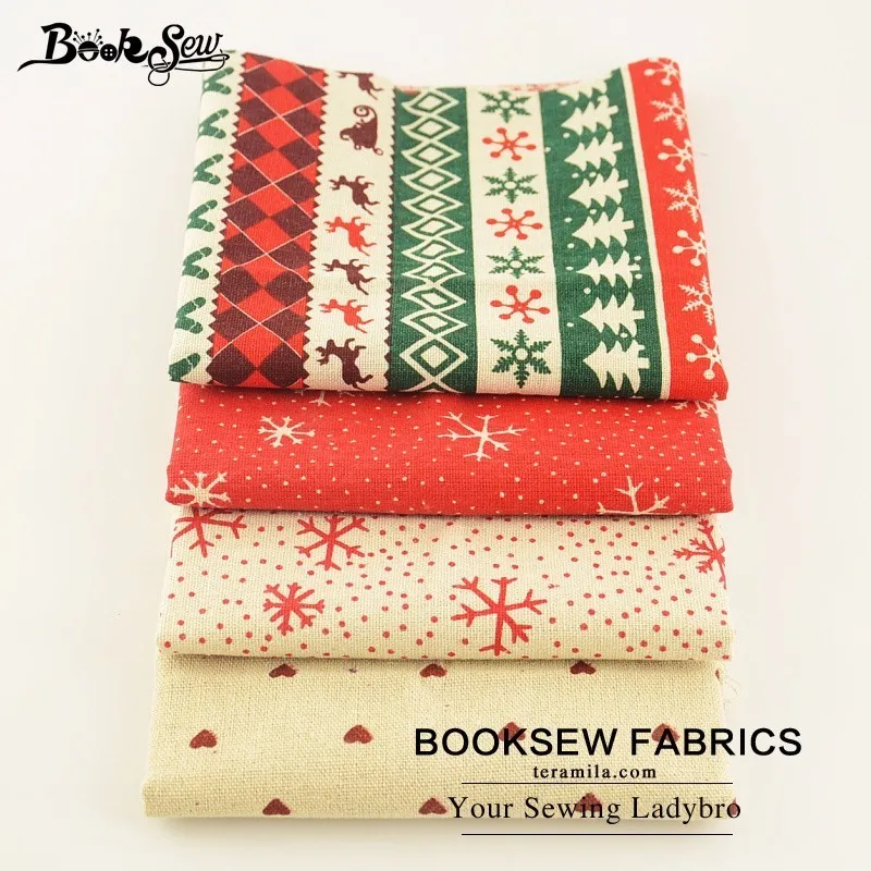 Booksew хлопок белье Ткань 4 шт./лот 45 см x Новогодние товары Стиль Вышивание ткань
