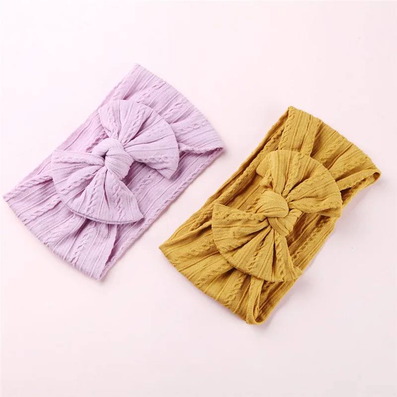 

27pcs/lot Knot Bow Nylon Headbands Cable Knit Wide Cotton Head Wraps Soft Hair wear Christmas Hair Accessories For Girls Kids