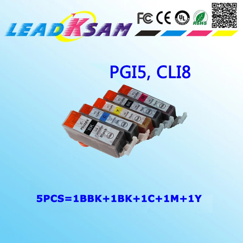5x PGI5 CLI8 PGI 5 CLI 8 чернильный картридж совместимый с принтером CANON IP4200 IX4000 IX5000 IP3300 |