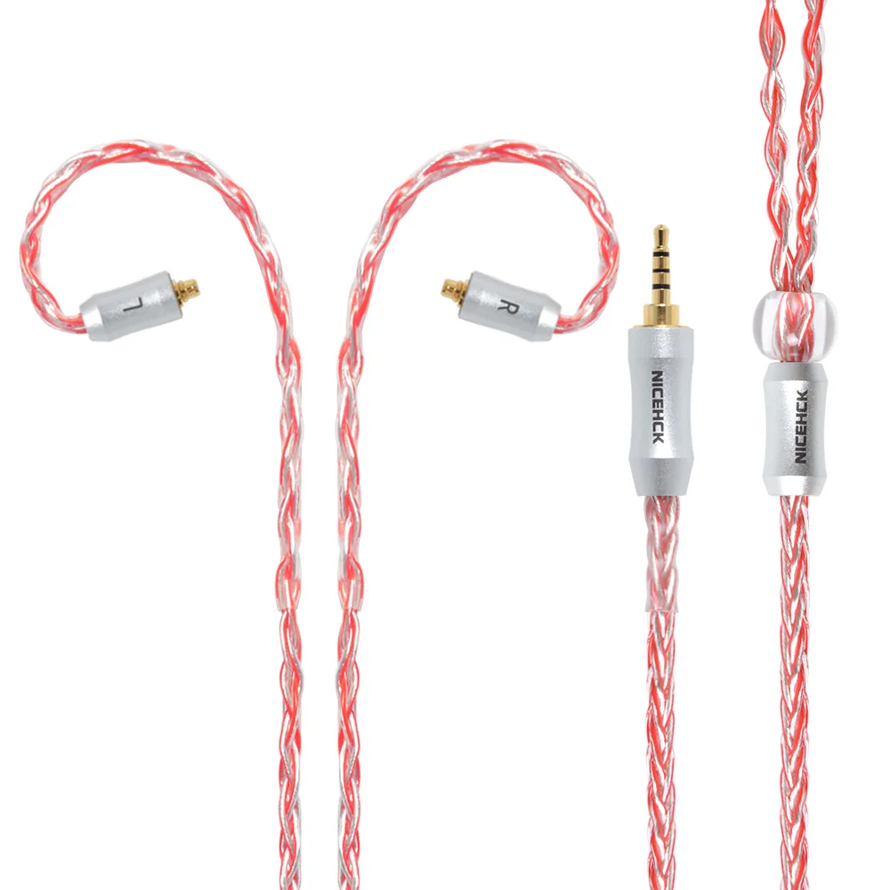 2.5mm With MMCX NICEHCK MMCX/2Pin разъем 3,5/2,5/4,4 мм сбалансированный 8 Core посеребренный кабель для TRNV90 ZSX ZSN ZS10 C12 C16 NICEHCK NX7 Pro/дБ - Цвет: 2.5mm With MMCX