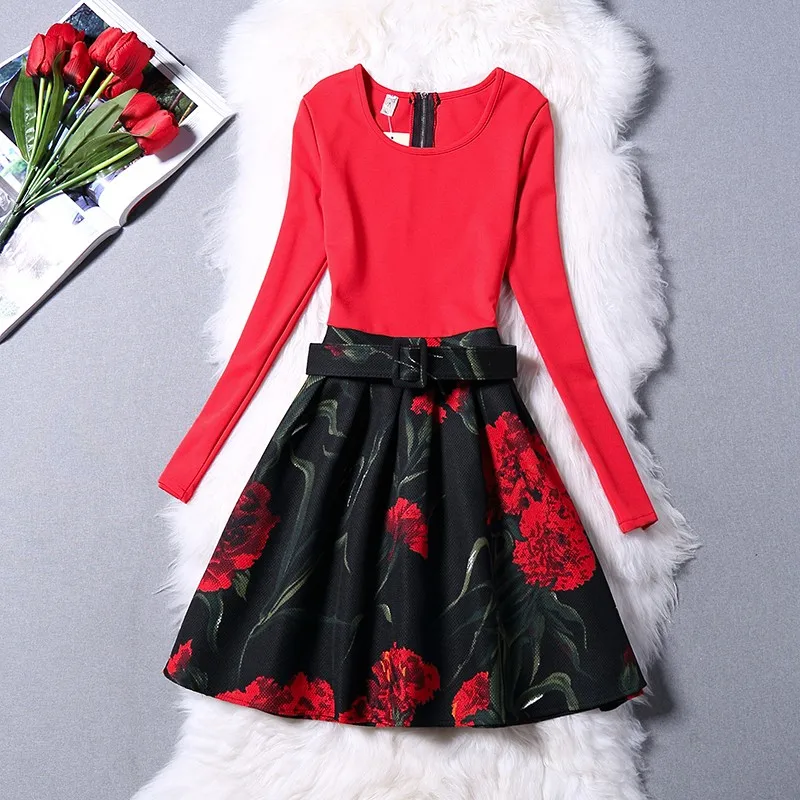 Winter Girl Dress 2018 Floral Stitching print For Children Clothing Wedding And School Party Teenage Clothes | Детская одежда и