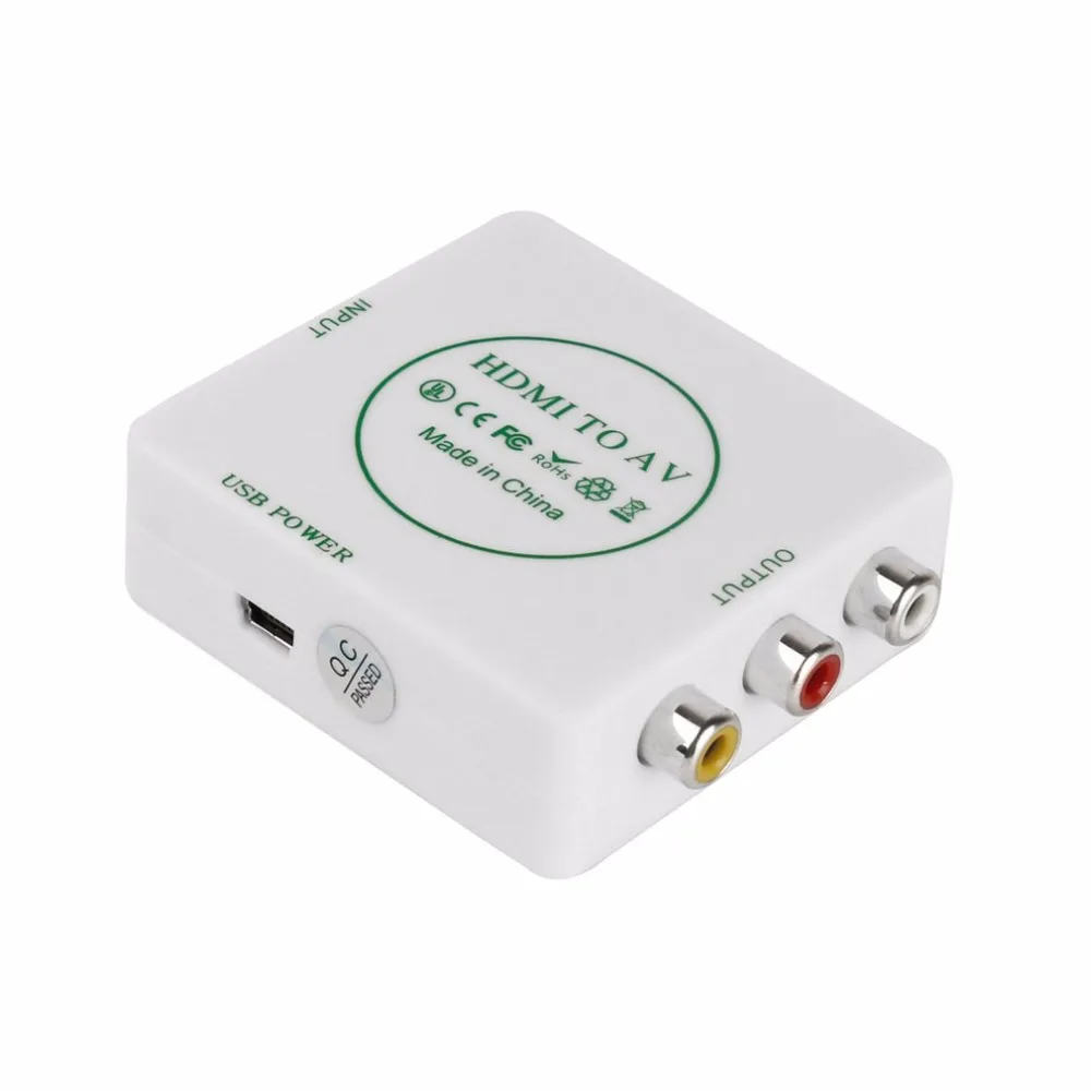 HDMI to AV CVBS Video Audio Signal Converter Adapter For TV VHS VCR DVD Support Standard NTSC PAL Formats Output White |