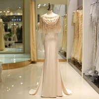 beauty emily stain luxury beads sexy mermaid evening dresses 2018 o neck long party prom dresses plus size party gowns