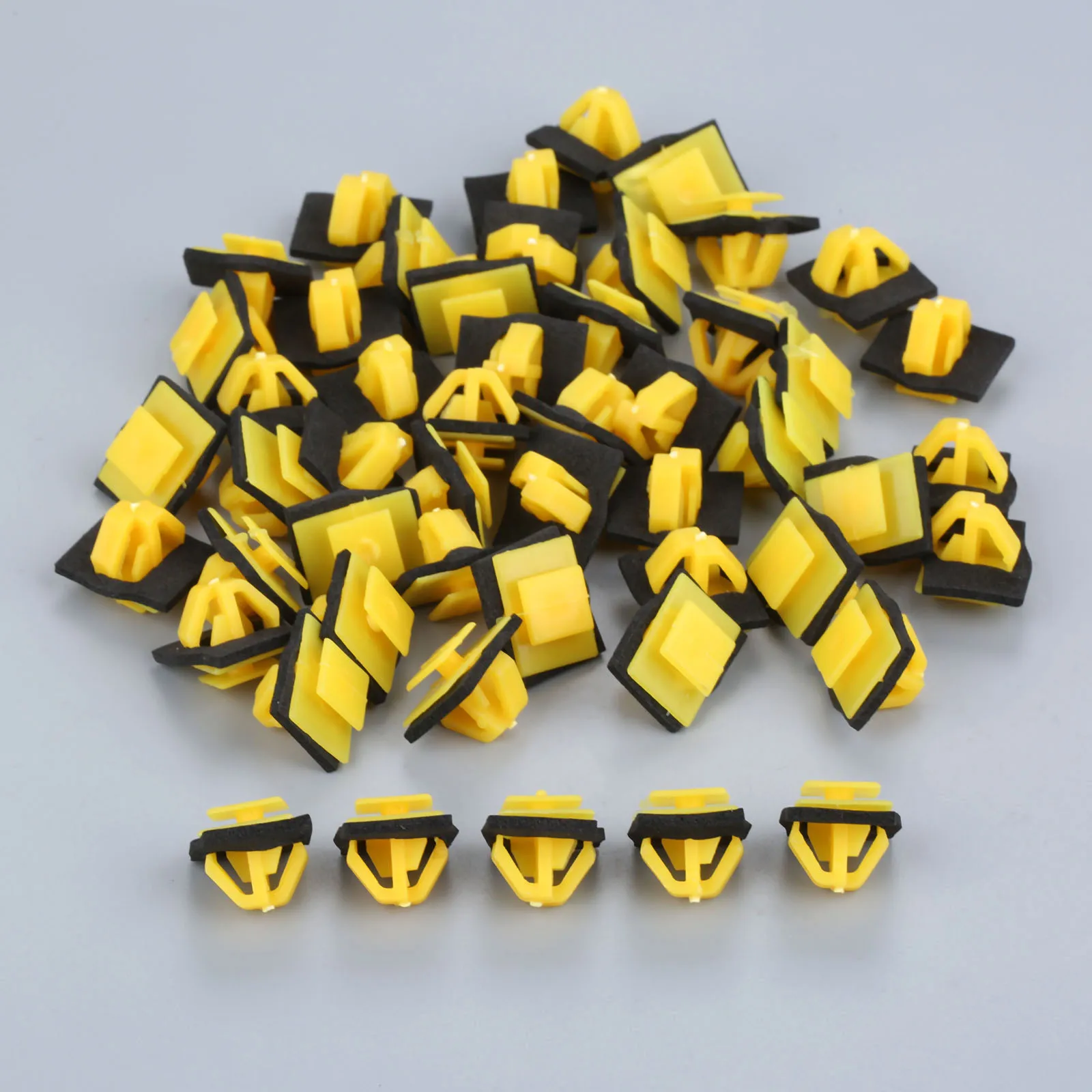 Yellow Mgoodoo 50 шт. автомобильный пластиковый крепеж дверная защитная пластина колеса зажимы для бровей для Elantra Cerato Sportage Tucson KIA Seahorse - Название цвета: Yellow