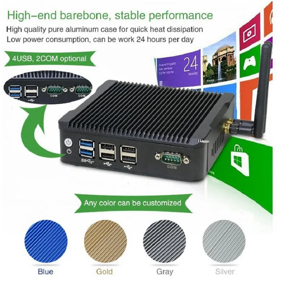 Мини-ПК с Intel celeron N3160 четырехъядерным процессором 1,6 ГГц dual lan 2* HDMI 1* DP 6* USB X86 одноплатный компьютер для офиса