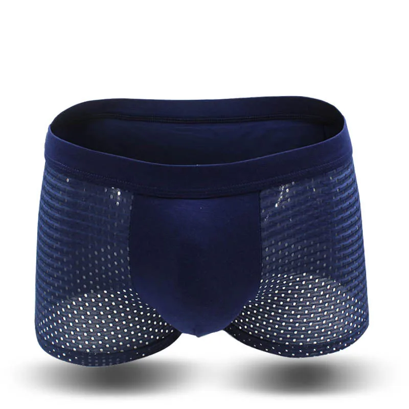 Sexy underwear Men Mesh Shorts plus size Solid Men's Clothing panties shorts Sexy fat guy 100kg mens shorts nsnk01 - Color: nsnk01lan