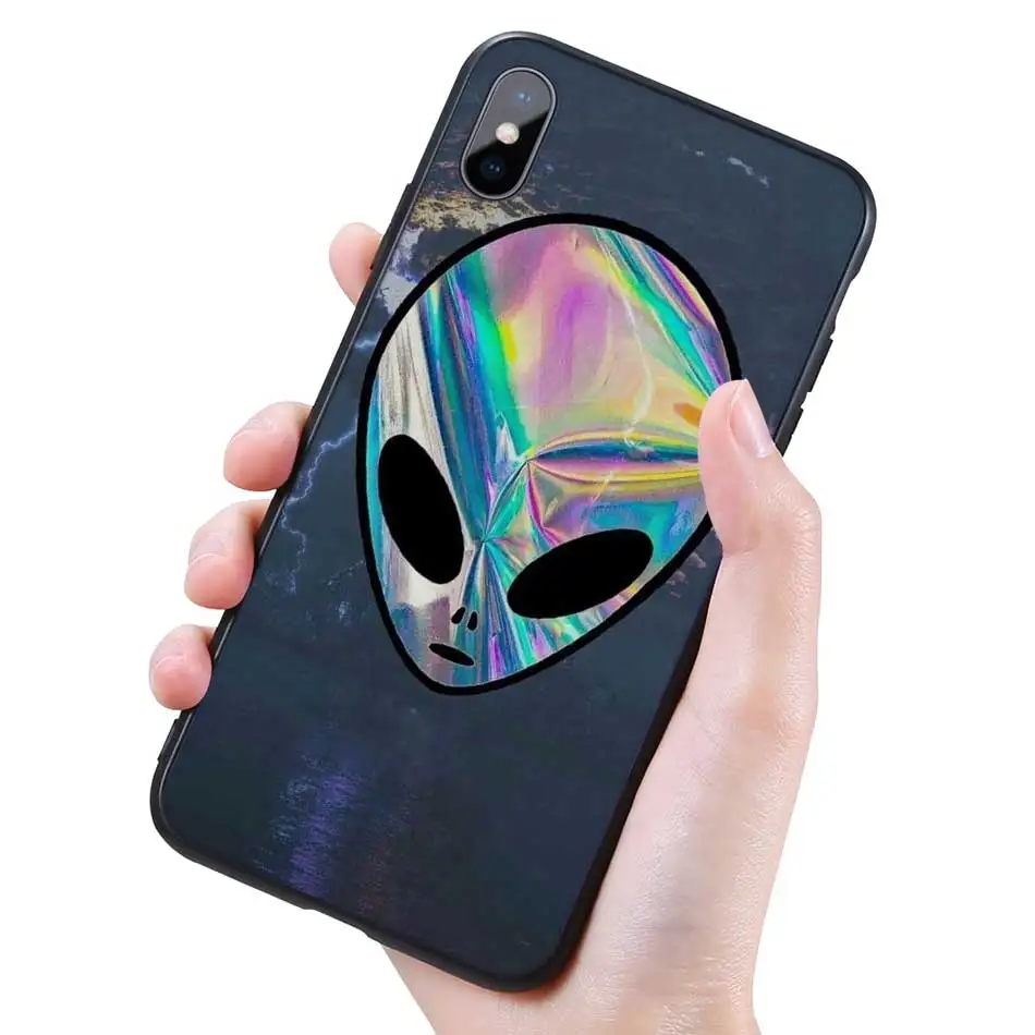 004 Силиконовый черный чехол для iPhone 11 Pro XR X XS MAX 7 8 6 6S Plus 5 5S SE 5C 7Plus 8Plus телефон Alien Believe UFO ET cute - Цвет: 004