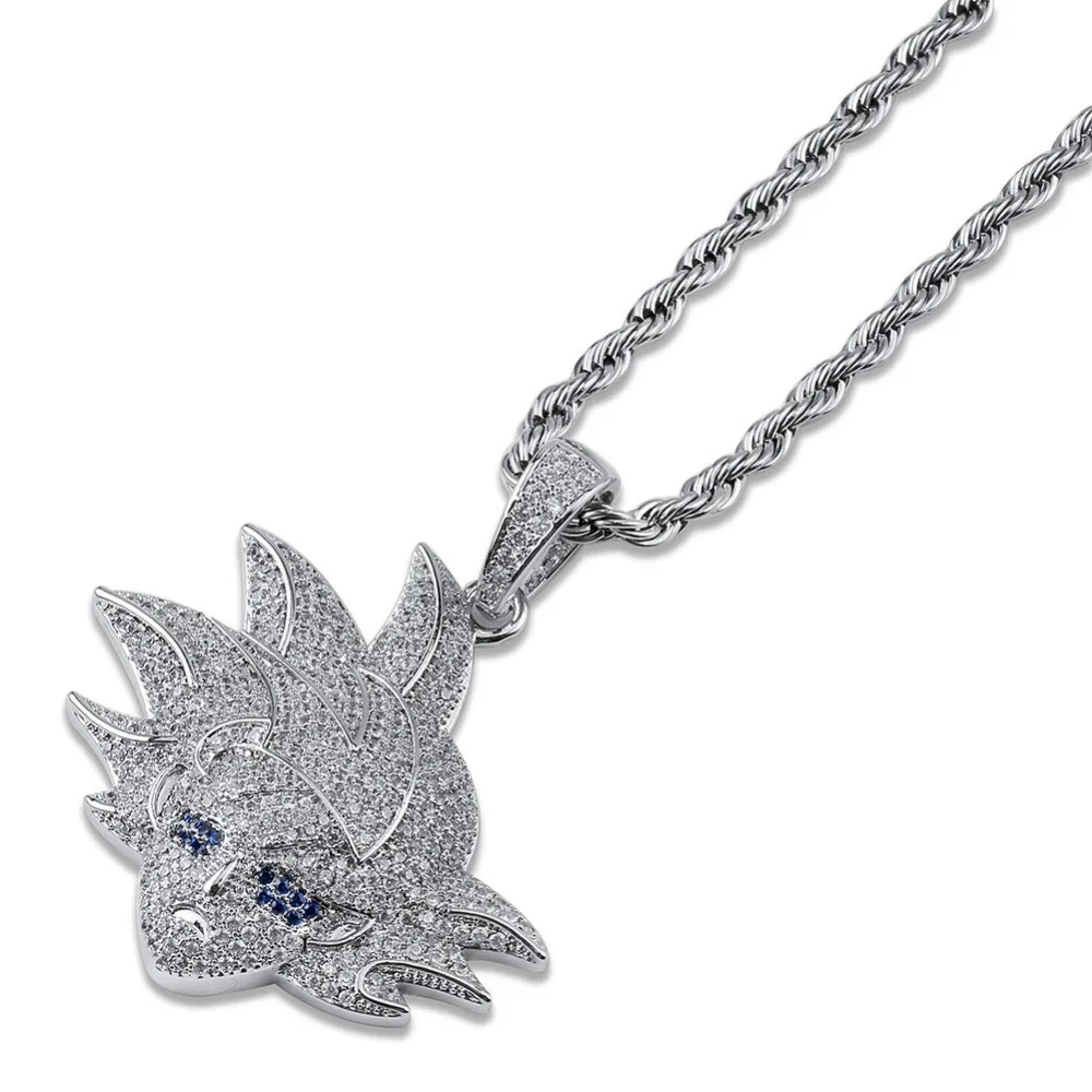 Хип хоп Bling Ice Out AAA CZ Циркон мультфильм Dragon Ball персонажи ужин Saiyan GOKU кулон ожерелье мужчины рэппер ювелирные изделия