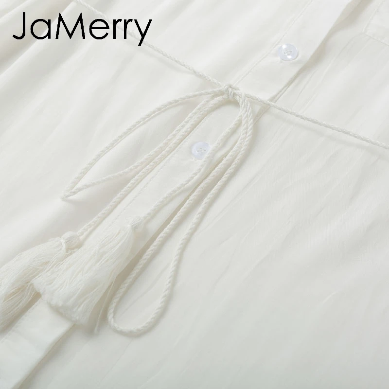 JaMerry однотонное белое хлопковое пляжное макси длинное платье Летнее женское