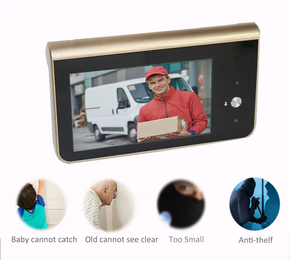 Topvico Doorbell Video Peephole Wifi Doorbell Camera 4.3" Monitor Motion Detection Door Viewer Video-eye Wireless Ring Intercom