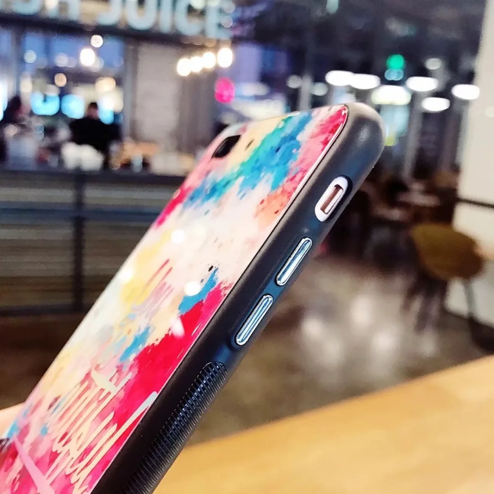 2018 Роскошные модные голубые светящиеся лазерные Чехлы для iPhone X 8 6 7 Plus закаленное