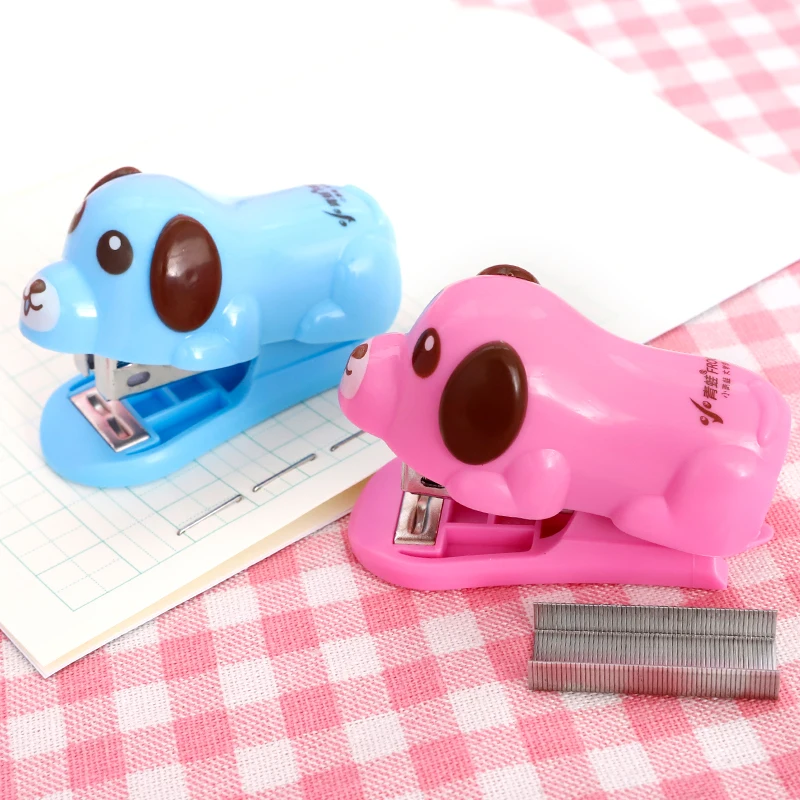 Мини степлер Kawaii Dog Animal 1 шт. скрепки с 400 скрепками для школы офиса канцелярские