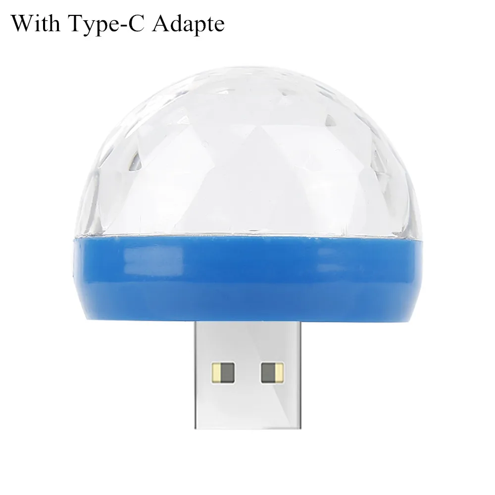 withType-C Adapte Мини USB диско-светильник светодиодный вечерние светильник s красочный эффект сценический светильник dj светильник для дома вечерние украшения караоке Прямая поставка - Цвет: withType-C Adapte