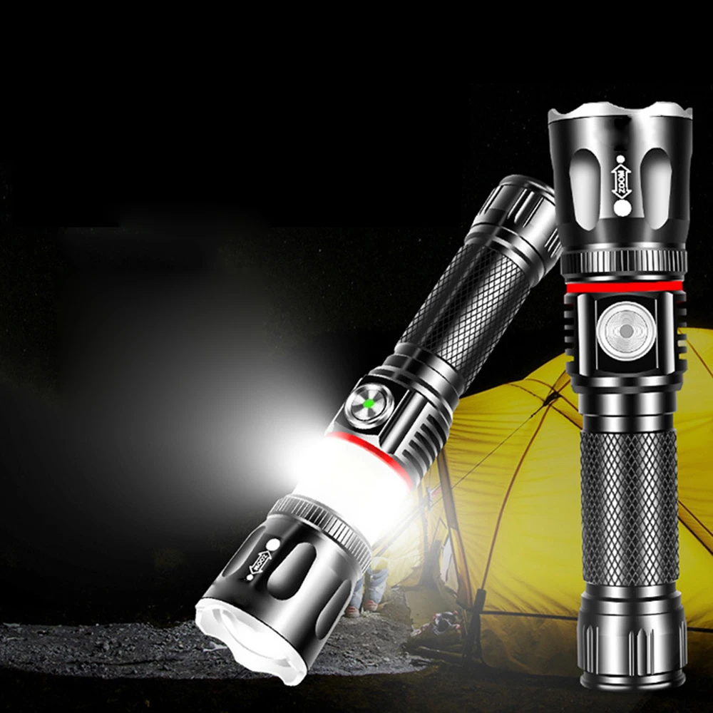 Usb зарядка высококлассный светодиодный фонарик окружающий COB лампа+ с магнитом на хвостовой части дизайн Поддержка зума 4 режима освещения водонепроницаемый фонарик