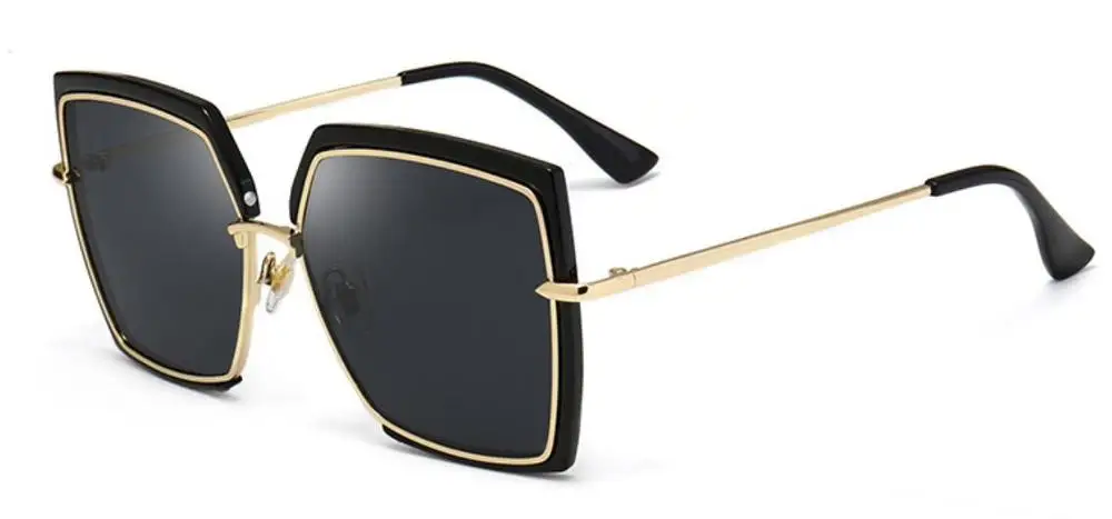 C1 gold black lens Металлические Квадратные Солнцезащитные очки для женщин Ретро дизайнерские брендовые Роскошные Черепаховые Солнцезащитные очки женские трендовые оттенки для женщин градиентное стекло - Цвет линз: C1 gold black lens