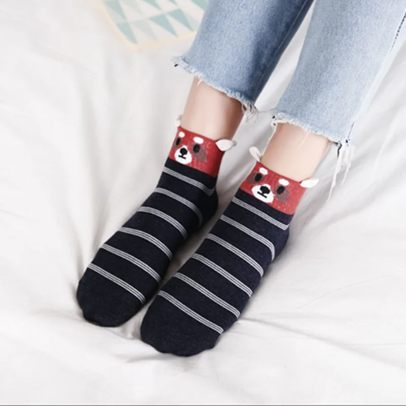 Новые модные милые животные женские хлопковые носки Kawaii летние короткие носки тапочки Для женщин Повседневное мягкие забавная лодка носки