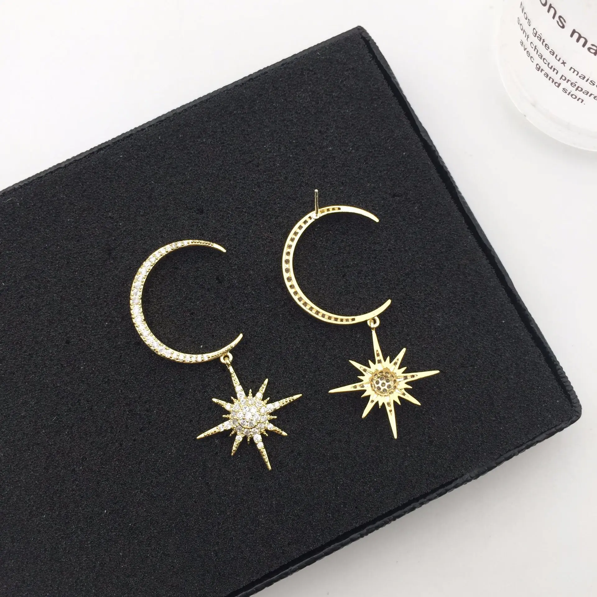 exaggerated big luxury zircon crescent stars earrings atmosphere socialite elegant | Украшения и аксессуары