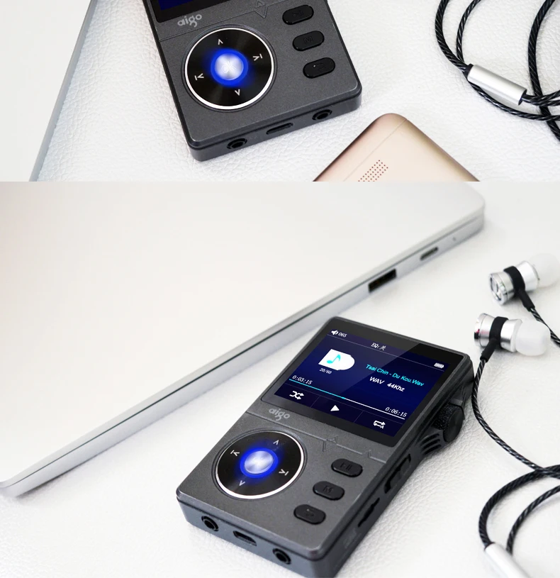Черный цвет, Aigo 108, MP3 плеер, цинковый сплав, HiFi, высокое качество, звук, без потерь, музыка, 2,2 дюймов, 8 ГБ, универсальный плеер