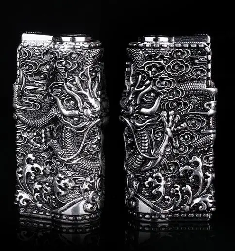 

Retro Metal Carving Kerosene Oil Lighter Unique Gasoline Cigarette Lighter Tobacco Handicraft Cigar Trench Military Lighter