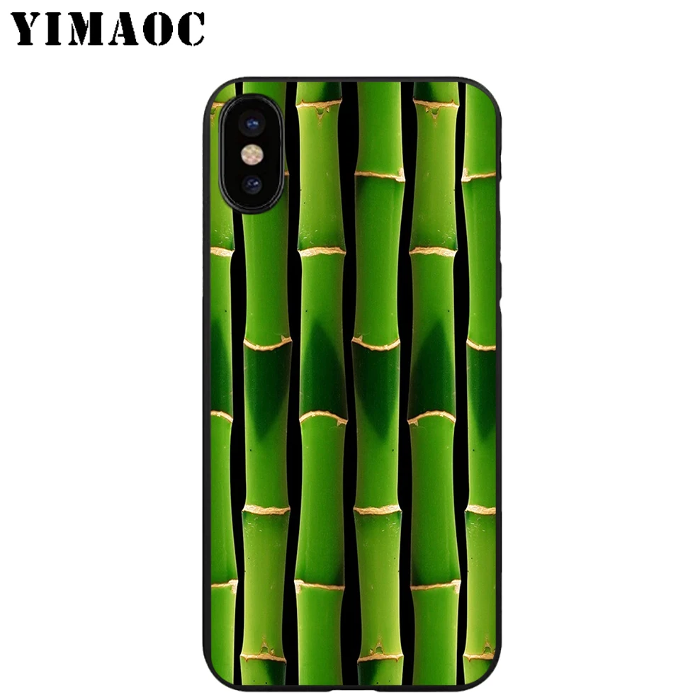 YIMAOC bamboo Art Natural Soft TPU Black Silicone Case for iPhone X or 10 8 7 6 6S Plus 5 5S SE Xr Xs Max |