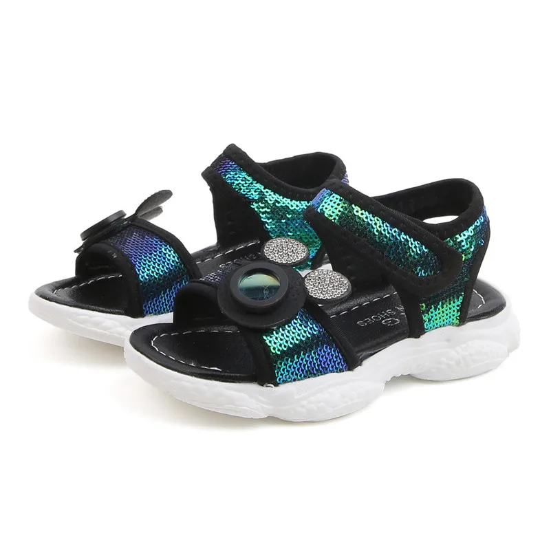 Детские кроссовки с блестками сандалии для маленьких мальчиков и девочек модель
