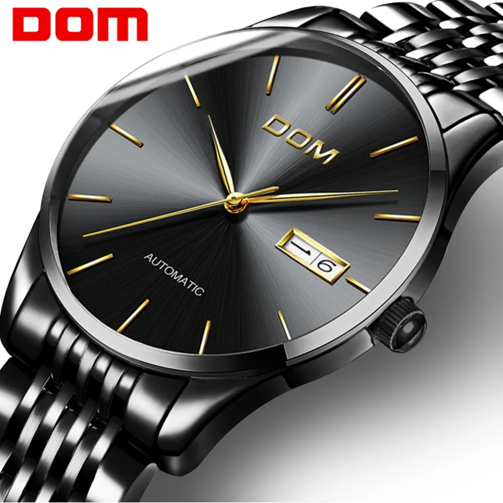 Автоматические Мужские часы DOM нового дизайна модные повседневные мужские