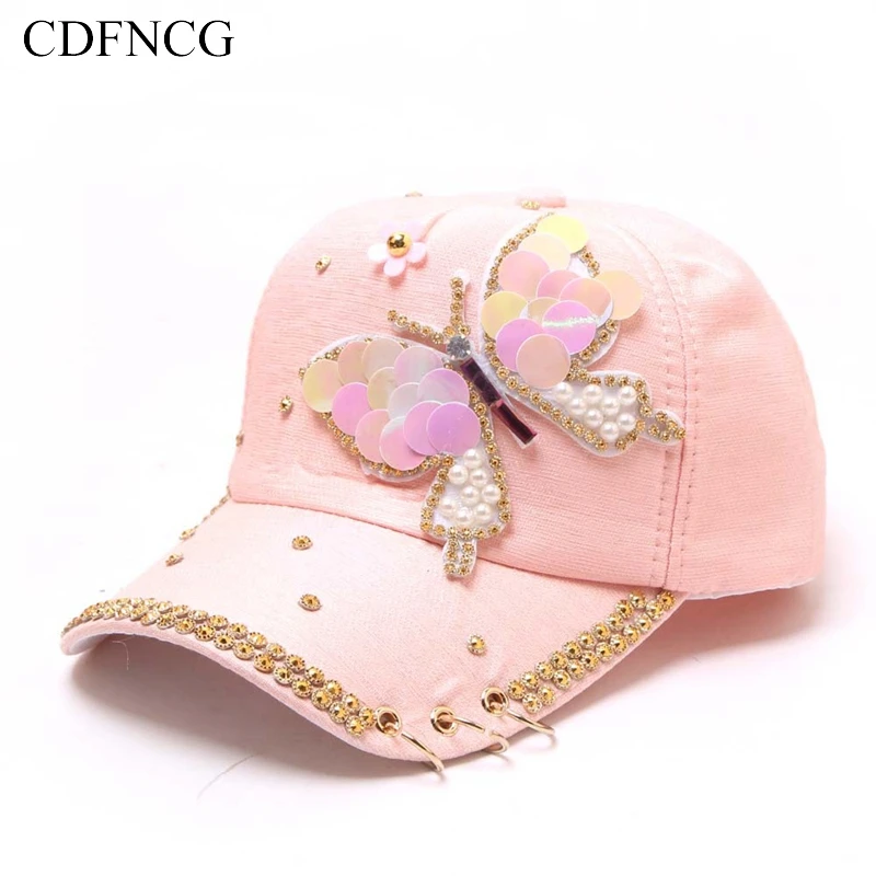 2019 летняя поп бейсболка Snapback железное кольцо циркон цветок бабочка солнце папа